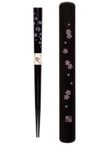 happy sales hsks7/b, travel chopstick with case, black pink sakura cherry blossom