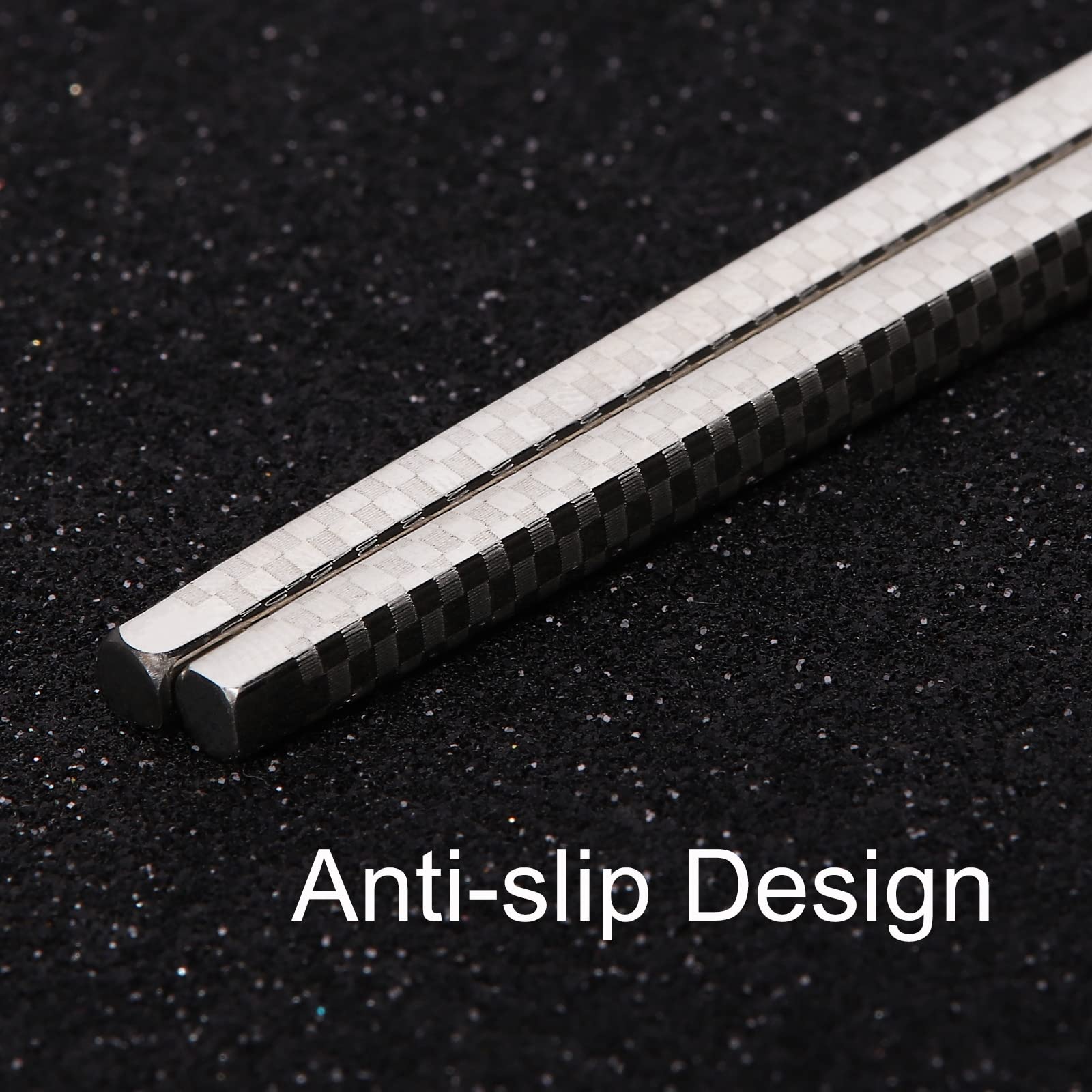 Stainless Steel 18/8 Chopsticks Reusable Titanium Plated Metal Chopsticks Premium Japanese Gift Set Dishwasher Safe (1 pair - Black)