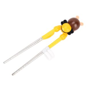 Children's Practice Chopsticks, Cute Yellow Bee Soft PP Silicone Training Chopsticks Dishwasher Safe Develop Fine Motor Skills for Right Hand Use(Bee-stainless steel yellow)