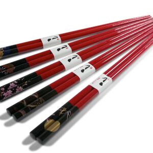 Miya Assorted Night Sky Chopsticks, Red/Black, Set of 5