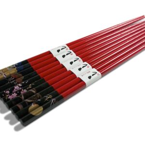 Miya Assorted Night Sky Chopsticks, Red/Black, Set of 5