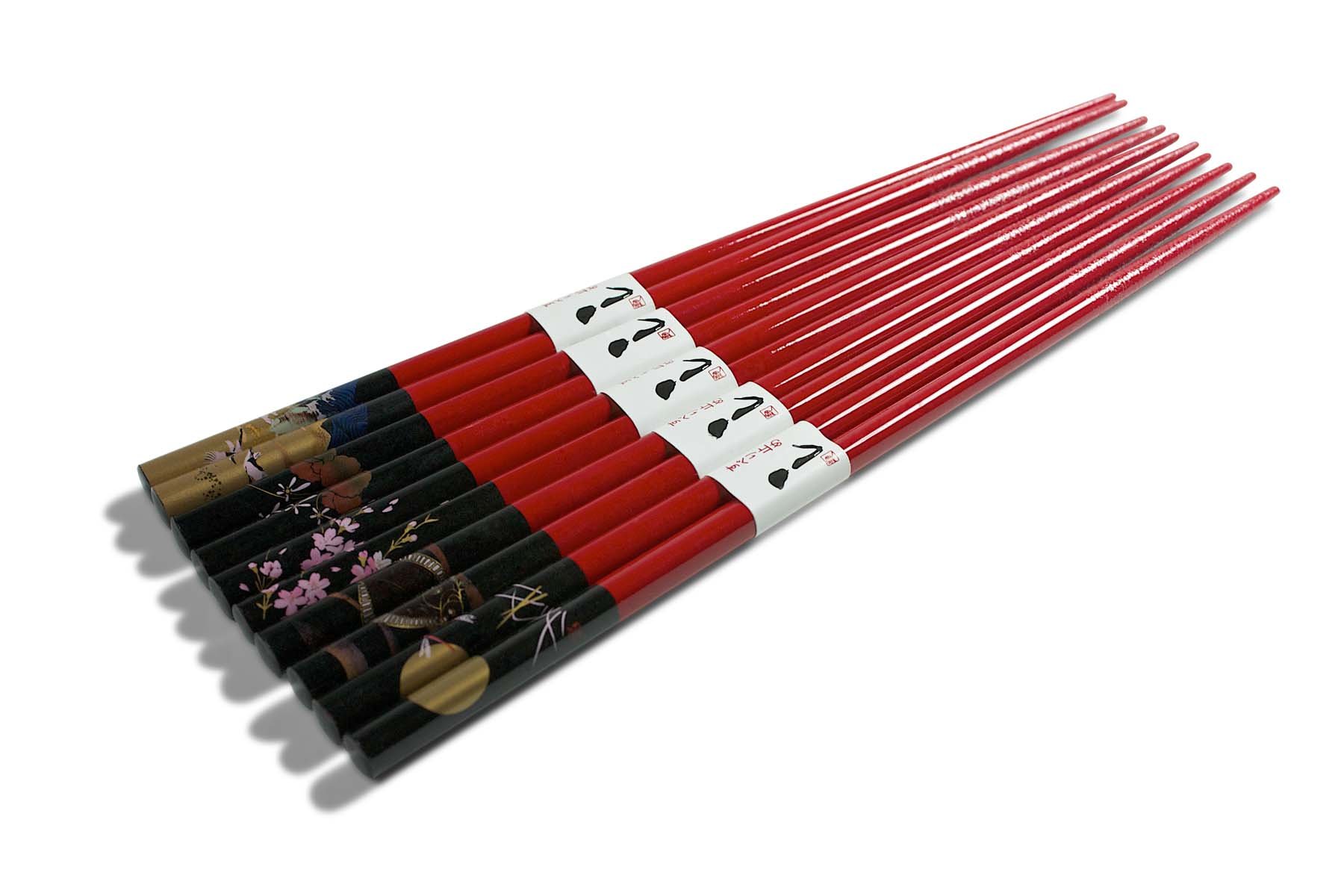 Miya Assorted Night Sky Chopsticks, Red/Black, Set of 5