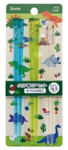 skater aa2t-a clear acrylic chopsticks, 6.5 inches (16.5 cm), set of 3, dinosaurus, made in japan