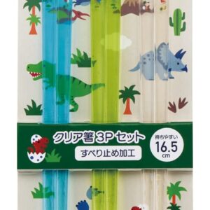 Skater AA2T-A Clear Acrylic Chopsticks, 6.5 inches (16.5 cm), Set of 3, Dinosaurus, Made in Japan