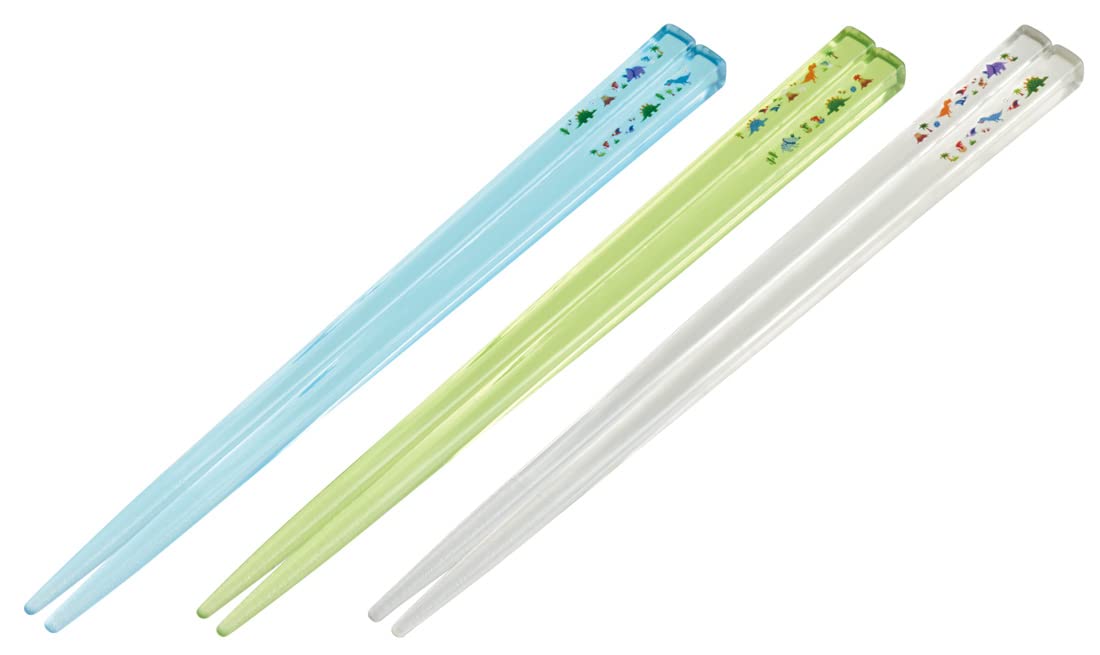 Skater AA2T-A Clear Acrylic Chopsticks, 6.5 inches (16.5 cm), Set of 3, Dinosaurus, Made in Japan