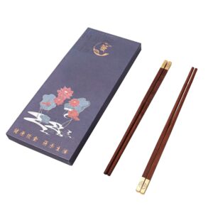 CHENWENTAO ''Fu'' chopsticks reusable gift solid wood suitable for making exquisite small gifts 5 pairs per box, reddish brown