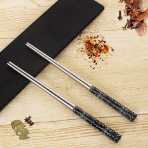 Stainless Steel Chopsticks Reusable Titanium Plated Metal Chopsticks Premium Japanese Gift Set Dishwasher Safe (3 Pairs)