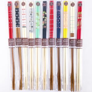 Set of 3 Assorted Cooking Chopsticks, Made in Japan, Natural Bamboo Saibashi, 13inches, Cute Shiba Inu Pattern, Traditional Japanese pattern, Simple Modern Pattern, Colorful Pattern