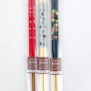 Set of 3 Assorted Cooking Chopsticks, Made in Japan, Natural Bamboo Saibashi, 13inches, Cute Shiba Inu Pattern, Traditional Japanese pattern, Simple Modern Pattern, Colorful Pattern