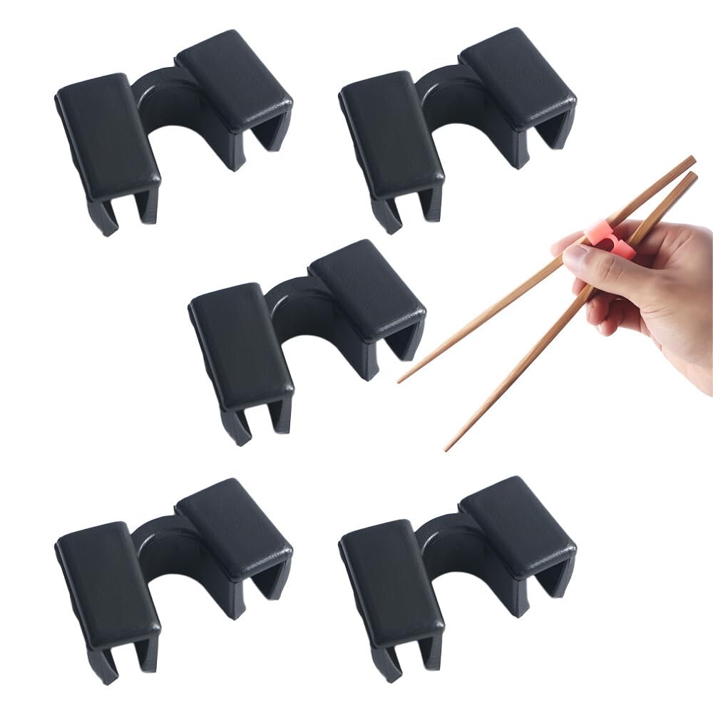 5 Pcs Reusable Chopstick Helpers Training Chopsticks Hinges Connector Plastic Chopsticks Helper for Adults Kids Beginner Trainers(Black)