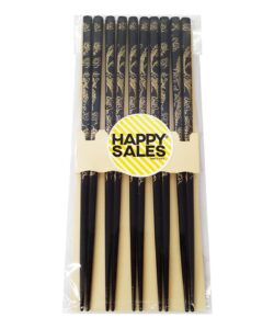 happy sales hsch30, imperial dragon 5 pairs japanese design chopsticks set gold black
