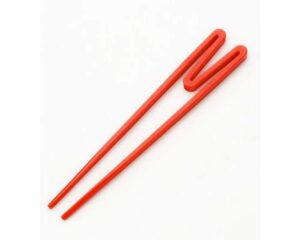 reusable red plastic training chopsticks for kids, 9 inches