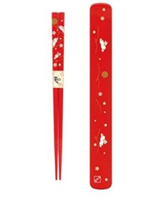 tanaka hashi-ten tanaka-hashiten box, tsuki usagi (moon and rabit), red (vermilion) 19.5cm long chopsticks