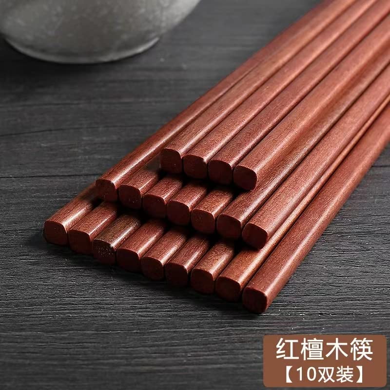 LI CAI DAO 10 Pairs Of Red Sandalwood Chopsticks,Reusable Natural Wooden Chopsticks