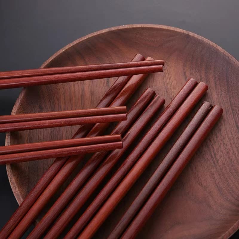 LI CAI DAO 10 Pairs Of Red Sandalwood Chopsticks,Reusable Natural Wooden Chopsticks