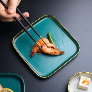 chanjiso creative metal chopsticks,5 pairs 304 stainless steel japanese pointed sushi tableware non slip chopsticks gift… (five black gold heads)