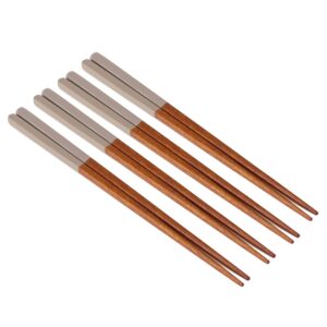 rose wood lacquer wooden chopsticks set of 4 non stick (4pcs) (beige)