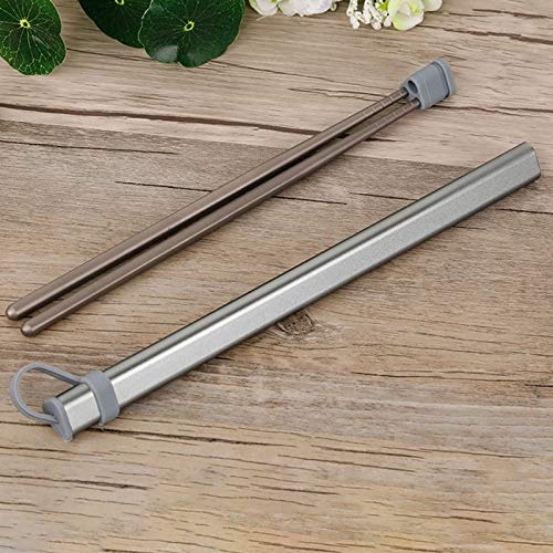 Chopsticks Tubes Aluminum Box Case for Titanium Chopsticks Box Without Chopsticks Gray