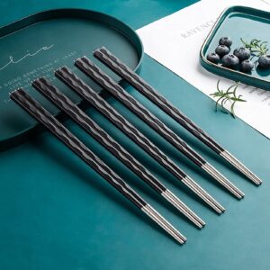 5 Piars 304 Stainless Steel Chopsticks Household Metal Chopsticks Alloy Chopstick Gift Set