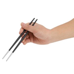 Fdit 304 Stainless Steel Chopstick Japanese Sushi Chopsticks Tableware Set for Sushi Restaurant Home(Silver Black)