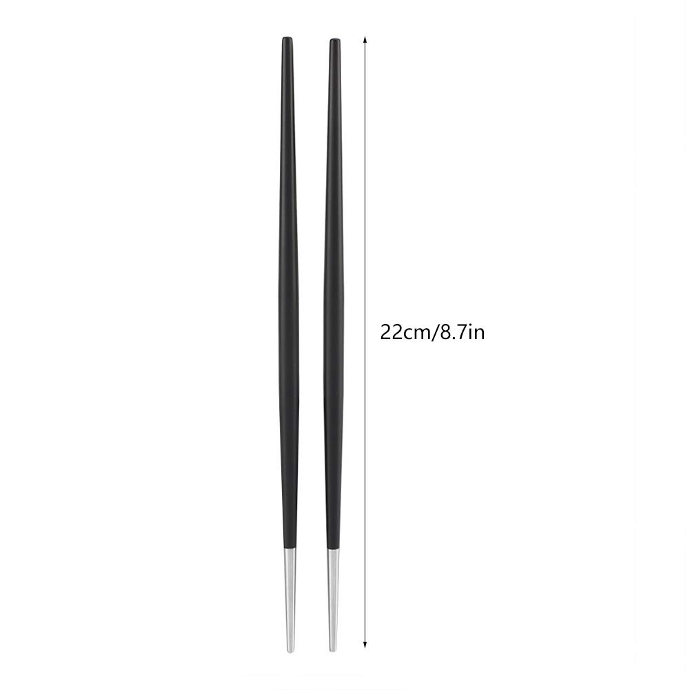 Fdit 304 Stainless Steel Chopstick Japanese Sushi Chopsticks Tableware Set for Sushi Restaurant Home(Silver Black)