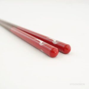 Japanese Natural Lacquered Wooden Chopsticks - Dishwasher-Safe - Handmade in Japan - Moon with Rabbit (Red 8.46 in)