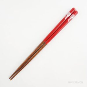 Japanese Natural Lacquered Wooden Chopsticks - Dishwasher-Safe - Handmade in Japan - Moon with Rabbit (Red 8.46 in)