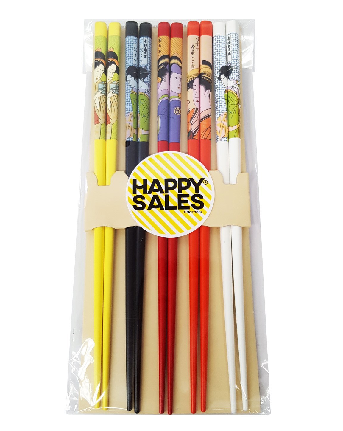 Happy Sales HSCH21/S, 5 Pairs Japanese Geisha Chopsticks Gift Set VD Color, Multicolor