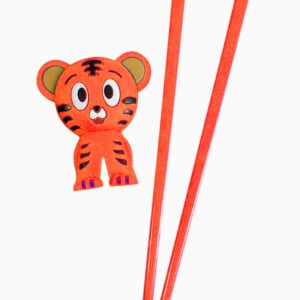 Authentic Japanese Orange Tiger Training Cheater Chopsticks for Kids and Beginners, 7 Inch