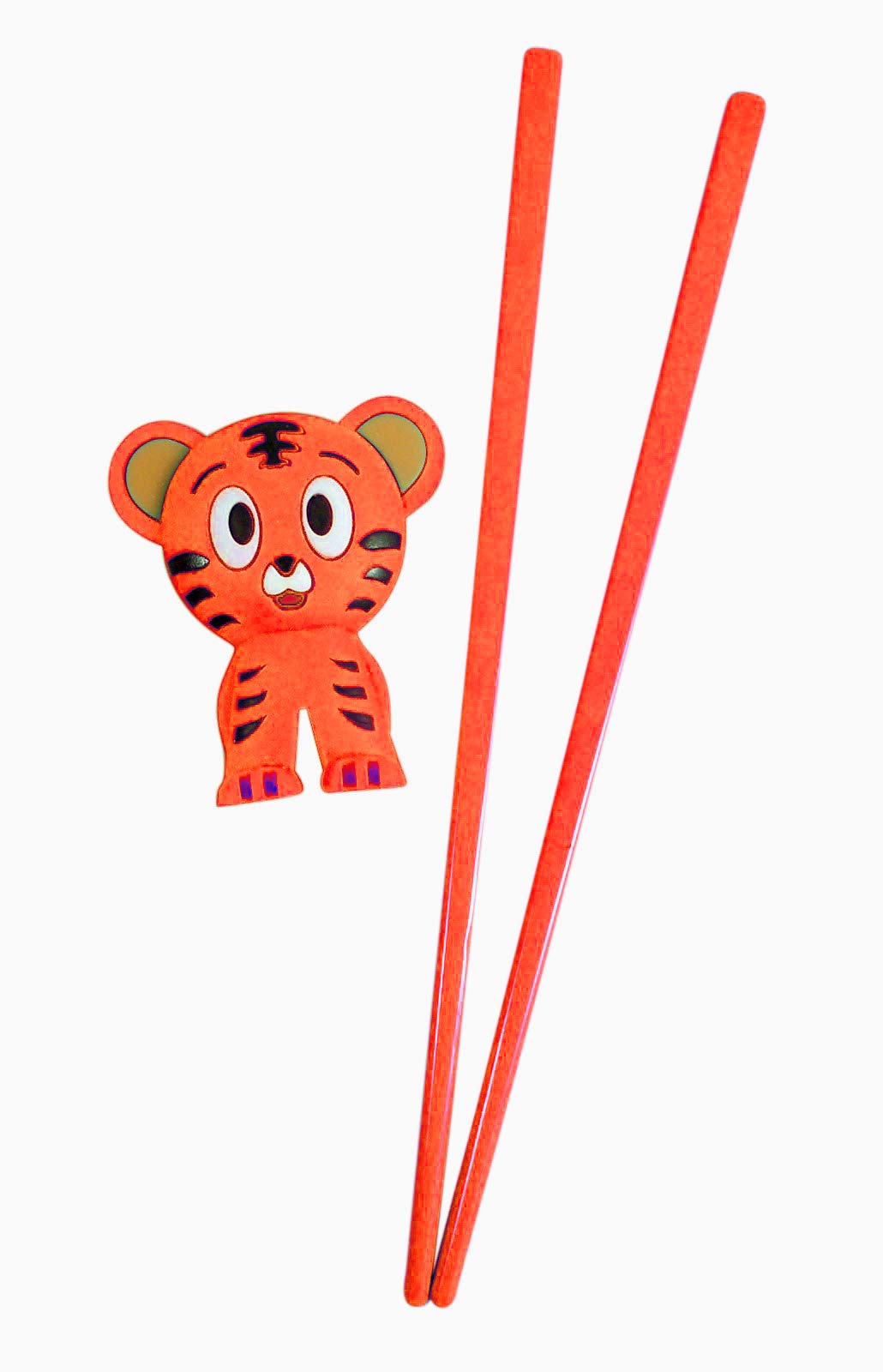 Authentic Japanese Orange Tiger Training Cheater Chopsticks for Kids and Beginners, 7 Inch