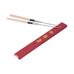 alvinlite 11.61" wood handle chopsticks, 1 pairs premium reusable stainless steel pointed chopsticks for japanese sushi south korea kimbap, chop sticks with gift case for home office kitchen
