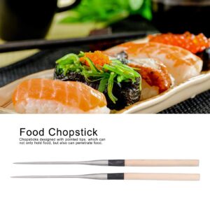 Alvinlite 11.61" Wood Handle Chopsticks, 1 Pairs Premium Reusable Stainless Steel Pointed Chopsticks for Japanese Sushi South Korea Kimbap, Chop Sticks with Gift Case for home office Kitchen