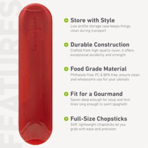 Humangear GoBites Quattro | Travel & Camping Utensils | Portable & Convertible Dining Ware | Multi-Functional Fork, Spoon, Chopsticks, Red