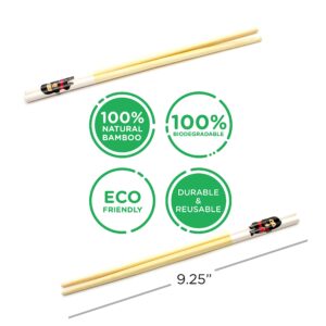 GAMAGO Ninja Bamboo Chopsticks Set-5 Pairs of Adorably Cute Reusable Chop-Sticks-Easy Grip, Lightweight, Durable, 9.25 Inches, Red