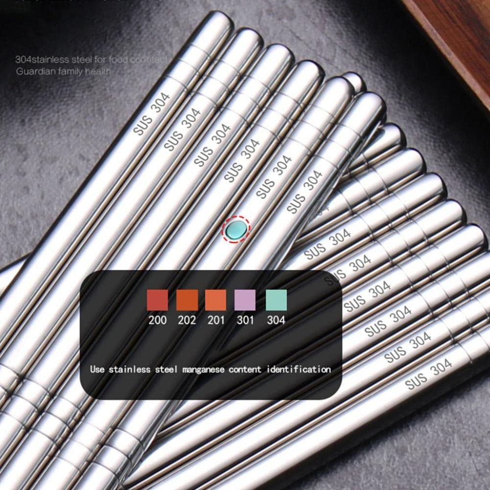 Stainless Steel Chopsticks, Non-slip Chopsticks Mirror Polished Chopsticks, Chinese Style Tableware Kitchen Accessories(19cm-4 pair with no mark)