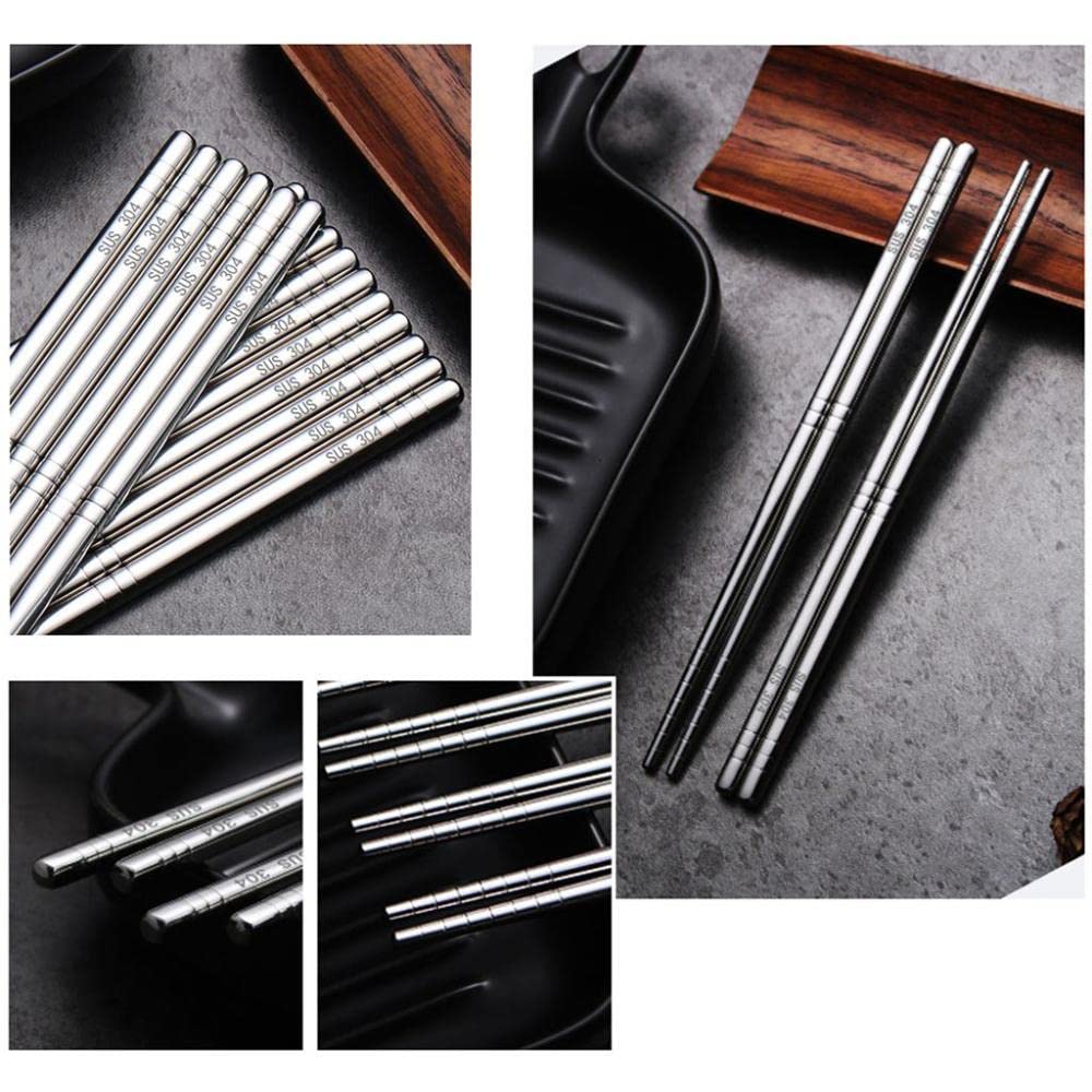 Stainless Steel Chopsticks, Non-slip Chopsticks Mirror Polished Chopsticks, Chinese Style Tableware Kitchen Accessories(19cm-4 pair with no mark)