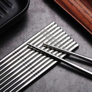 Stainless Steel Chopsticks, Non-slip Chopsticks Mirror Polished Chopsticks, Chinese Style Tableware Kitchen Accessories(19cm-4 pair with no mark)