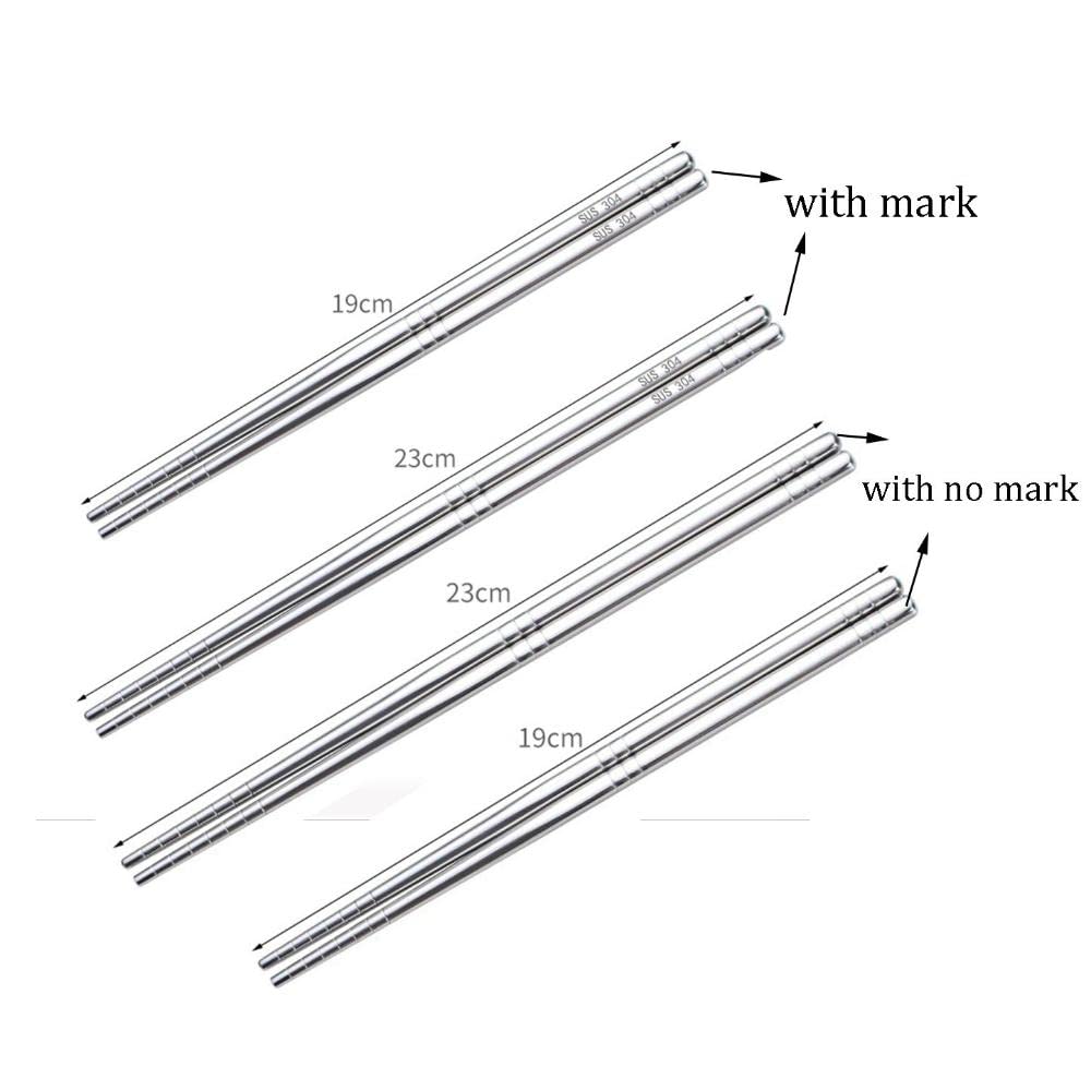 Stainless Steel Chopsticks, Non-slip Chopsticks Mirror Polished Chopsticks, Chinese Style Tableware Kitchen Accessories(19cm-4 pair with no mark)