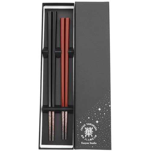 Kasyou Studio URUSHI KENKO chopsticks made in japan for couples (Dishwasher compatible) luxury red black chopsticks set palillos chinos
