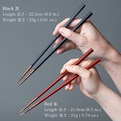 Kasyou Studio URUSHI KENKO chopsticks made in japan for couples (Dishwasher compatible) luxury red black chopsticks set palillos chinos