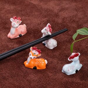 KLAPR APOLM Deer Ceramic Chopstick Rest Sika Deer Four Colors Perfect for Families,Christmas Restaurants and Izakaya Exquisite Chopstick Rests