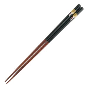 japanese natural lacquered wooden chopsticks - handmade in japan - moon with rabbit (black 9.25 in) - dishwasher-safe