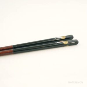 Japanese Natural Lacquered Wooden Chopsticks - Handmade in Japan - Moon with Rabbit (Black 9.25 in) - Dishwasher-Safe