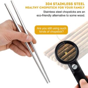 Chopsticks Metal Chopsticks 304 Stainless Steel Chopsticks Lightweight Travel, Reusable Chopsticks ,Dishwasher Safe(10 pairs )