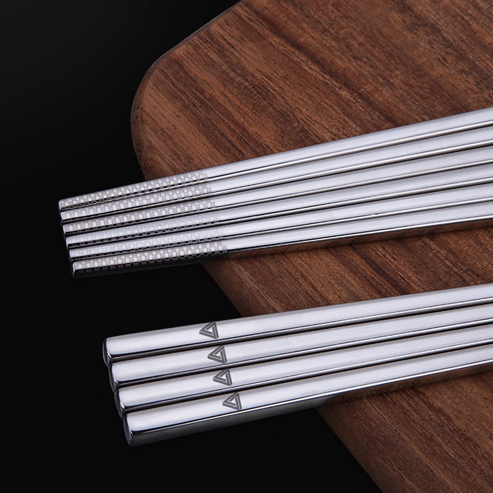 Chopsticks Metal Chopsticks 304 Stainless Steel Chopsticks Lightweight Travel, Reusable Chopsticks ,Dishwasher Safe(10 pairs )