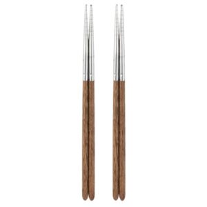 reusable metal stainless steel chopsticks: 2 pairs long cooking chopsticks with wooden handle japanese type sashimi chopsticks for home restaurant