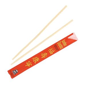 royal premium disposable bamboo chopsticks, 9 inch sleeved and separated, uv treated, bag of 100