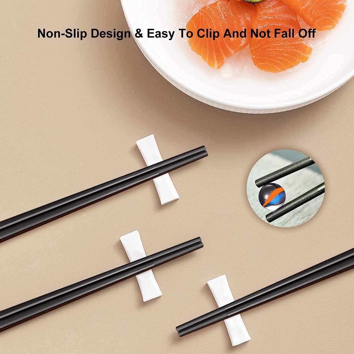 Crownyard -10 Pairs Fiberglass Chopsticks,Reusable Chop sticks Dishwasher Safe, Non-slip, 9 1/2 inch (Simple Silver)