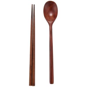 jueyhapy handmade jujube tree wooden korean dinnerware combinations utensil, 5 spoons and 5 chopsticks