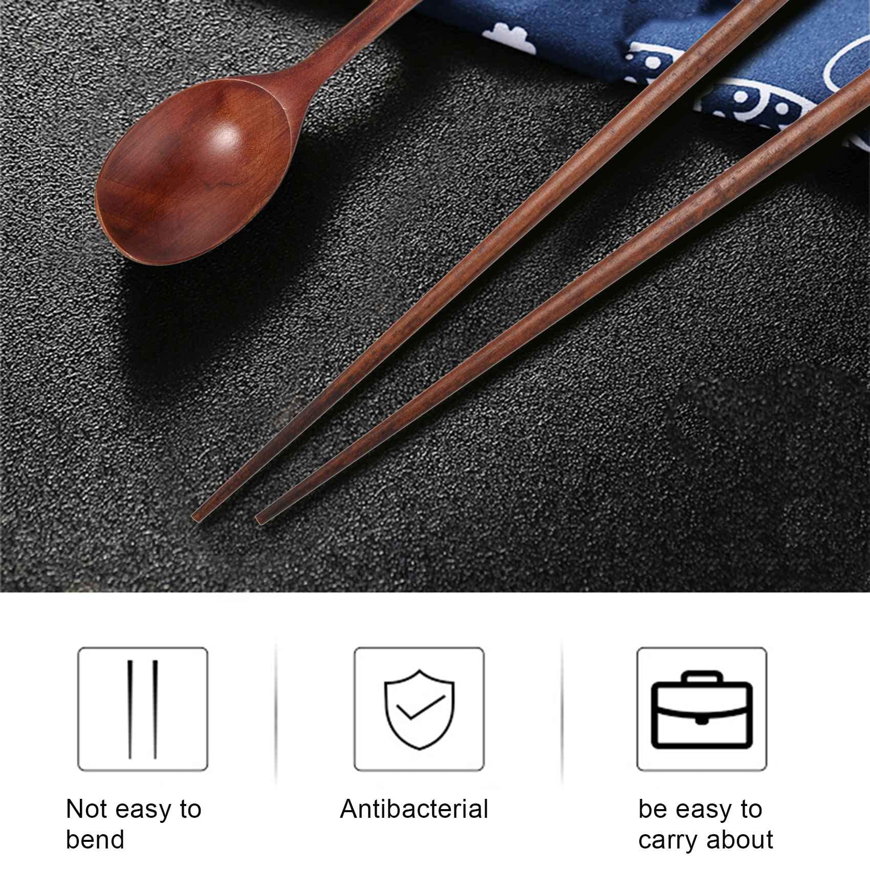 Jueyhapy Handmade Jujube Tree Wooden Korean Dinnerware Combinations Utensil, 5 Spoons and 5 Chopsticks